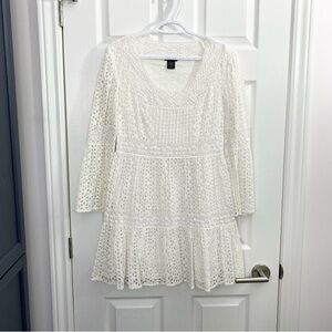 Moda International White Eyelet Long Sleeve Dress